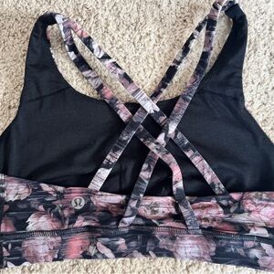 Lululemon Energy Long Line, Nulux Floral Peony Sports Bra, Size 4